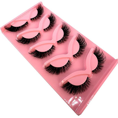 HBZGTLAD New 3D Cat-Eye Mink Eyelashes Curled Winged Natural Realistic Messy End Eye Elongated Thick False Eyelashes Soft Fake Eyelashes (V12)