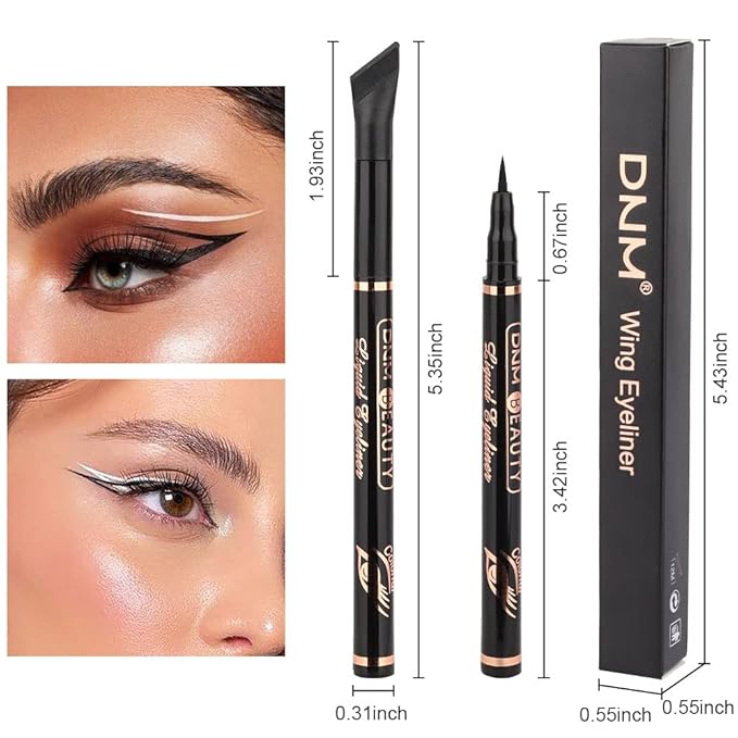evpct 2Pcs Black White Liquid Wing Eyeliner Stamp Eye Pencil Makeup Sets Waterproof Colored Color Eye Liners Stamps Shapes delineador de ojos contra el agua delineadores de colores para ojos 01&10