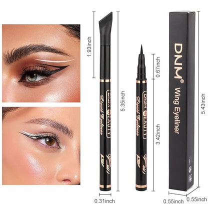 evpct 2Pcs Black White Liquid Wing Eyeliner Stamp Eye Pencil Makeup Sets Waterproof Colored Color Eye Liners Stamps Shapes delineador de ojos contra el agua delineadores de colores para ojos 01&10