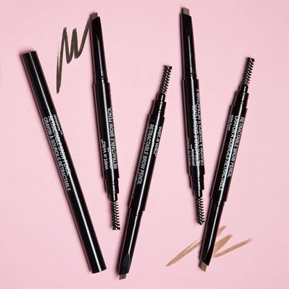 wet n wild Ultimate Eyebrow Retractable Definer Pencil, Medium Brown, Dual-Sided Brow Brush, Fine Tip, Shapes, Defines, Fills Brow Makeup