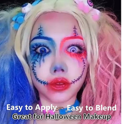 Go Ho Blue Face Paint Washable for Halloween Makeup,Creamy to Gel Water Based Body Paint Full Coverage for Cosplay SFX Smurf Mystique Avatar Clown Makeup,Blue,25g