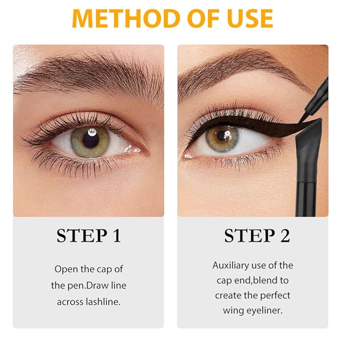 evpct 2Pcs Black White Liquid Wing Eyeliner Stamp Eye Pencil Makeup Sets Waterproof Colored Color Eye Liners Stamps Shapes delineador de ojos contra el agua delineadores de colores para ojos 01&10