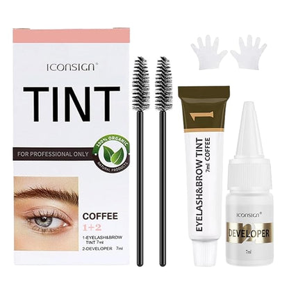 Lash Color Kit - Professional Eyelash and Brow Color Set with Natural Effect, Lasts 6 Weeks, Safe & Easy to Use for Salon Home (7ml, Coffee)