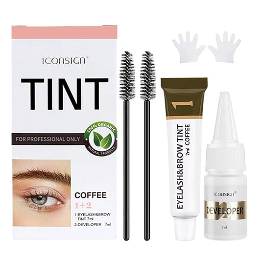 Lash Color Kit - Professional Eyelash and Brow Color Set with Natural Effect, Lasts 6 Weeks, Safe & Easy to Use for Salon Home (7ml, Coffee)