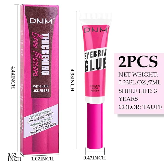 Tinted Thickening Brow Glue, Clear Mascara, Eyebrow Gel, Clear Brow Gel – Brow Fast Sculpt, Waterproof & Transfer-proof – Brush to Fill in Eyebrows, Cover Gray Hairs – Cruelty-Free