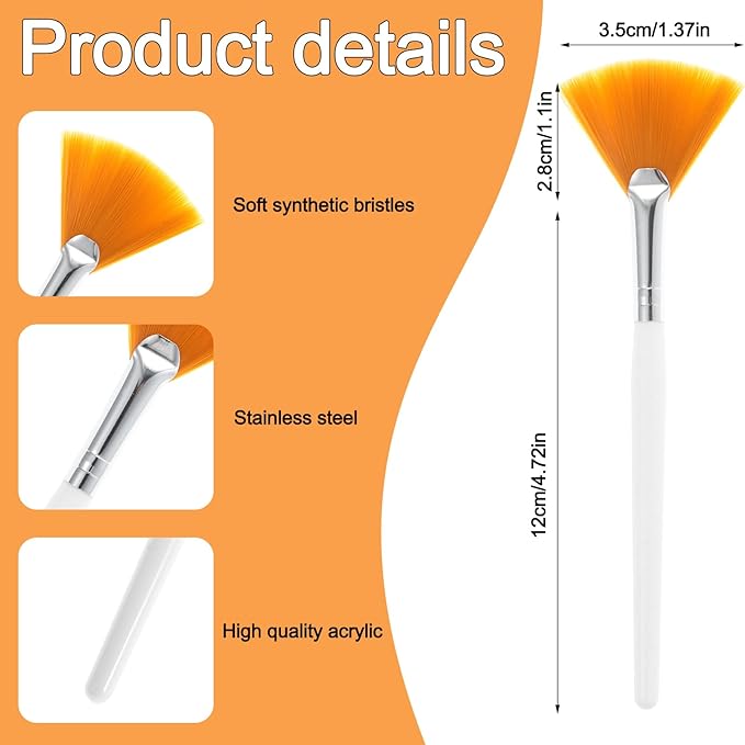 48 Pcs Fan Brushes Facial Applicator, Multi-Use Soft Peel Makeup Brush Spa Tools for Women and Girls Enhance Your Skincare Ritual-Yellow