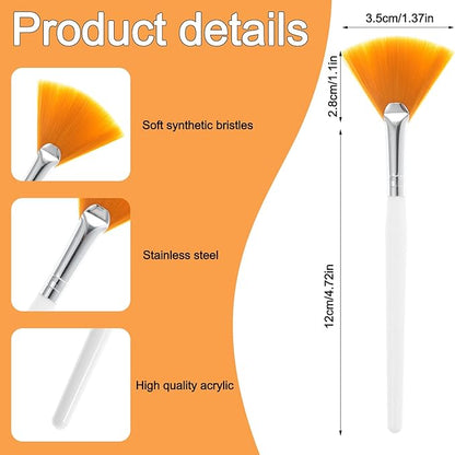 48 Pcs Fan Brushes Facial Applicator, Multi-Use Soft Peel Makeup Brush Spa Tools for Women and Girls Enhance Your Skincare Ritual-Yellow