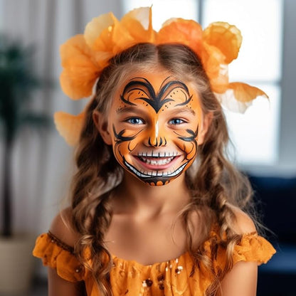 CCBeauty Orange Eye Black Baseball, Face Body Paint Stick Oil, EyeBlack Colors for Sports Softball Football, Hypoallergenic Kids Face Painting Kit for Halloween Stage Cosplay Costume Party