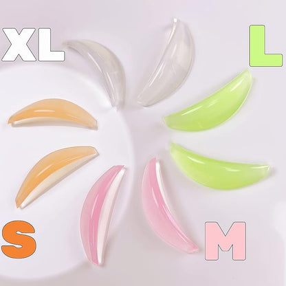 Lash Lift Rodss,DIY Eyelash Lift Pads,Silicone Eyealsh Perm Rods,Lash Lifting at Home 8 Pcs Eyelash Curler Pads 4 Sizes Reusable Soft Silicone Shields (New L curl Lift Pads)