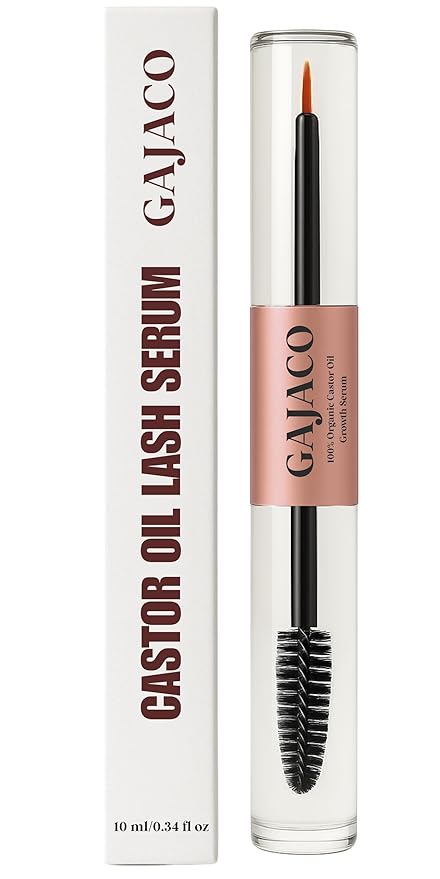 Organic Castor Oil Eyelash Growth Serum For Eyelashes and Eyebrows with Mascara Tube Filled with Premium Cold Pressed, Hexane Free Castor Oil