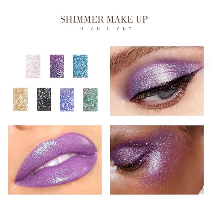 Kilshye Glitter Liquid Eyeshadow Shimmer Eye Shadow Metallic Eyeshadows High Pigment Eyes Shadow Long Lasting Waterproof Eyes Liquid Makeup for Women and Girls Pack of 1 (A- Purple 4)