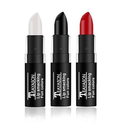 CAHIUYOA 3PCS Clown Makeup Cream Black White Red Eye Black Stick Face Body Paint Stick,Professional Joker Zombie Vampire Skeleton SFX Cosplay Halloween Makeup