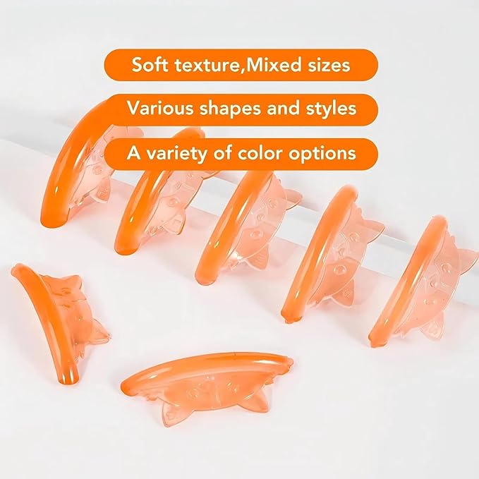 Lash Lift Pads Eyelash Perm Shield C Curl 5 Size Lash Lift Lamination Pad, Rapid 5 Minute Eyelash Lifting Shields Make Eyes Voluminous Flexible C curl Pads Extreme Perm Rod 100 Applications(Orange)