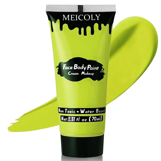 MEICOLY Ogre Green Face Body Paint,2.37OZ Large Tube Cream Water Based Body Paint,Blendable High Pigment Face Paint for Sherk Disgust Goblin Demon Halloween SFX Special Effects Cosplay Makeup