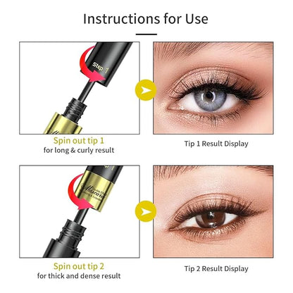 2PCS Essence Mascara Volume And Length- Amazing Lashes Mascara, Long-Lasting 2 In 1 Mascara Waterproof Mascara Voluminous Mascara,Lengthening And Volumizing Tubing Mascara Black