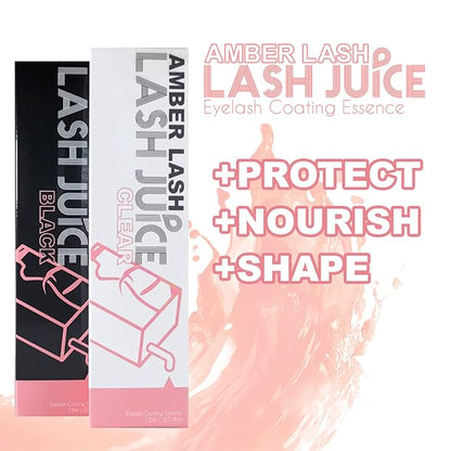 Lash Juice by Amber Lash, 3-in-1 Coating Sealant for Eyelashes with Lash Extensions and or Lash Lift Perm, Lash Serum to Protect, Nourish and Promote Healthy Thicker Fuller (Black)