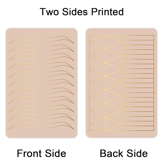 3 pcs Thicken Two sides Microblading Practice Silicon Skin Perfect for Permanent Makeup and Microblading Nano brows ombre brow practice (Golden Printing)