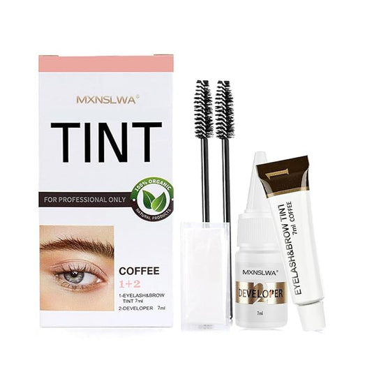 Lash Color Kit, Natural Coffee Eyelash & Eyebrow Kit, Professional Lash & Brow Color Kit-Lasting for 6 Weeks, Waterproof & Safe Color for Salon Home Easy Use, Gift for Women Girl Mom Wife
