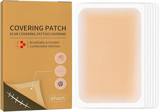 Tattoo Cover Up,Scar Cover Stickers Tape,Waterproof Ultra Thin Patch Pads Concealer Body Leg Bruise Stretch Scar Dark Spots Vitiligo Skin Makeup,Long Lasting Invisible Tattoo Flaw Conceal Patch - 6PCS