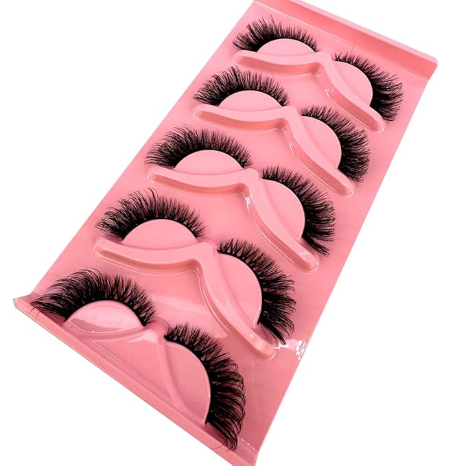 HBZGTLAD New 3D Cat-Eye Mink Eyelashes Curled Winged Natural Realistic Messy End Eye Elongated Thick False Eyelashes Soft Fake Eyelashes (V12)