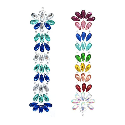 yueton 2Pcs DIY Music Festival Rhinestone Face Stick Hair Decoration Diamond Stick Forehead Body Stick for Music Festival Parties Halloween Daily Festival