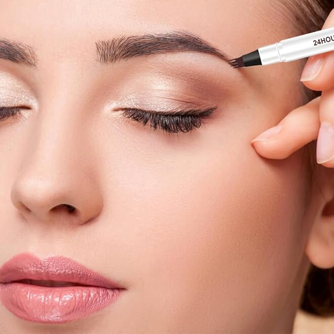 Microblading Eyebrow Pen, Waterproof Microblading Eyebrow Pen Pencil Natural Makeup Fine Stroke Eyebrow Pencil, Upgraded Eye Brown Makeup Long-Lasting Waterproof Eyebrow Pencil (Gray)