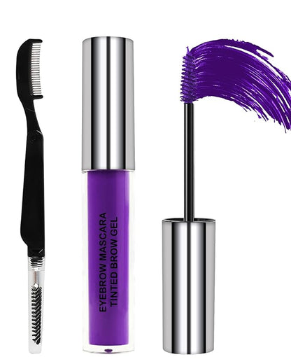 Purple Waterproof Mascara for Eyelashes Eyebrow, Long Lasting Tinted Brow Lash Extension Máscara, Curly Volumizing Eyebrow Mascara, Smudge Proof Non Clump Colored Brow Gel Eye Makeup for Women