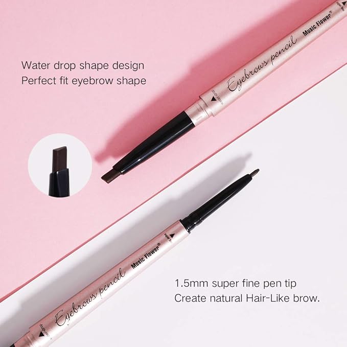 Eyebrow Pencil - Black Dual Ended Brow Pen & Eyebrow Wax Pen, Waterproof Smudge Proof Long Lasting Eyebrow Pen, Eyebrow Waxing Shaping Clear Eye Makeup Kit