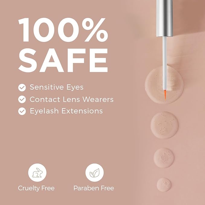Eyelash Growth Serum, Nutrient Formula Lash Serum Growths Fuller & Longer Looking, Clear Eyebrow Growth Serums With Mascara Tube Natural Formula Vegan & Cruelty-Free