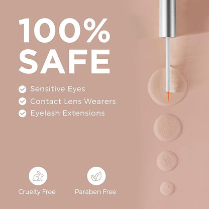 Eyelash Growth Serum, Nutrient Formula Lash Serum Growths Fuller & Longer Looking, Clear Eyebrow Growth Serums With Mascara Tube Natural Formula Vegan & Cruelty-Free