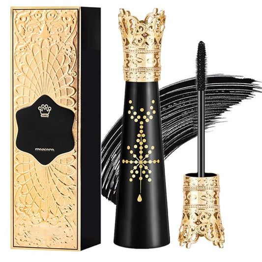 4D Silk Fiber Lash Mascara Waterproof, Liquid Lash Extension Crown Mascara Black Volume and Length, Long Lasting, Thickening & Lengthening, All Day Full, Long, Thick, Smudge-Proof Eyelashes