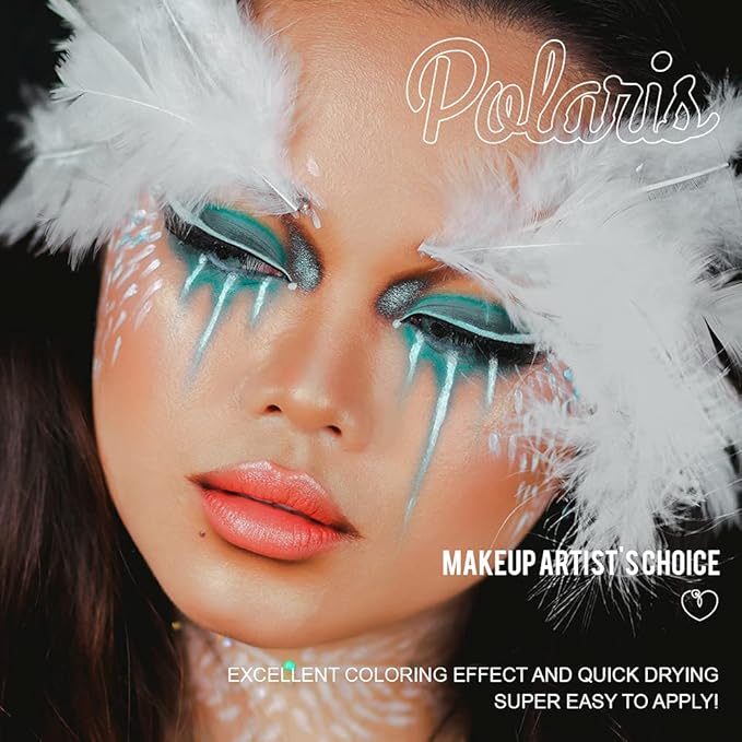 RCG Water Activated Eyeliner - Influencers Choice Matte Wet Liner - Smudge Proof Face Body Paint- Skin Safe & Child Friendly-10g/Container (Polaris - Dark Green)