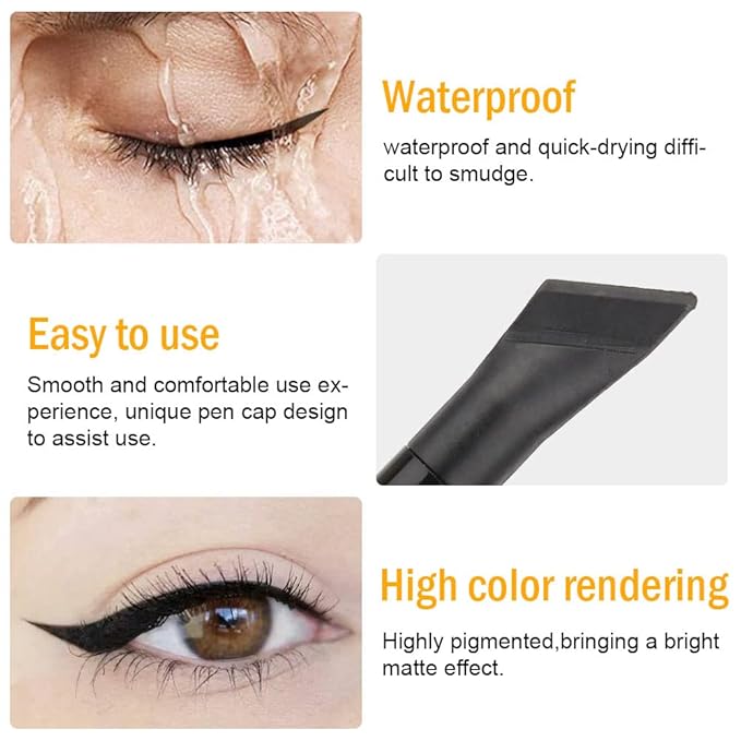 evpct 2Pcs Black White Liquid Wing Eyeliner Stamp Eye Pencil Makeup Sets Waterproof Colored Color Eye Liners Stamps Shapes delineador de ojos contra el agua delineadores de colores para ojos 01&10