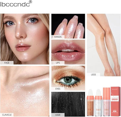 Ibcccndc Polvo De Hadas Fairy Powder Highlighter Long Lasting Shimmer Silver Glitter Hairspray for Face Hair Eye Lip and Body,Make Up for Prom, Festival Rave, Stage Makeup (White)