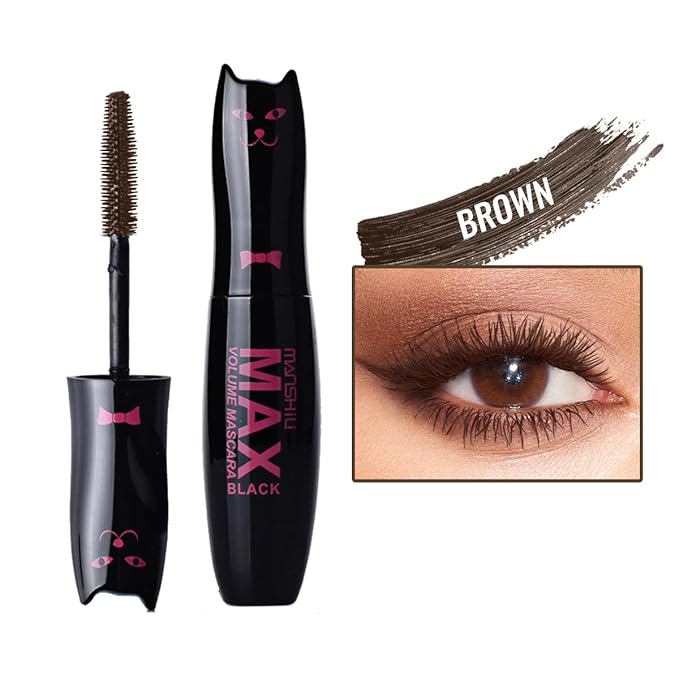 LAMUSELAND Volume Curling Mascara, 4 Colors Waterproof Smudge-proof Thickening Lengthening Liquid Lash Extensions, Natural Long-Lasting Eye Makeup Tool Set for Women Girls (Navy Blue)