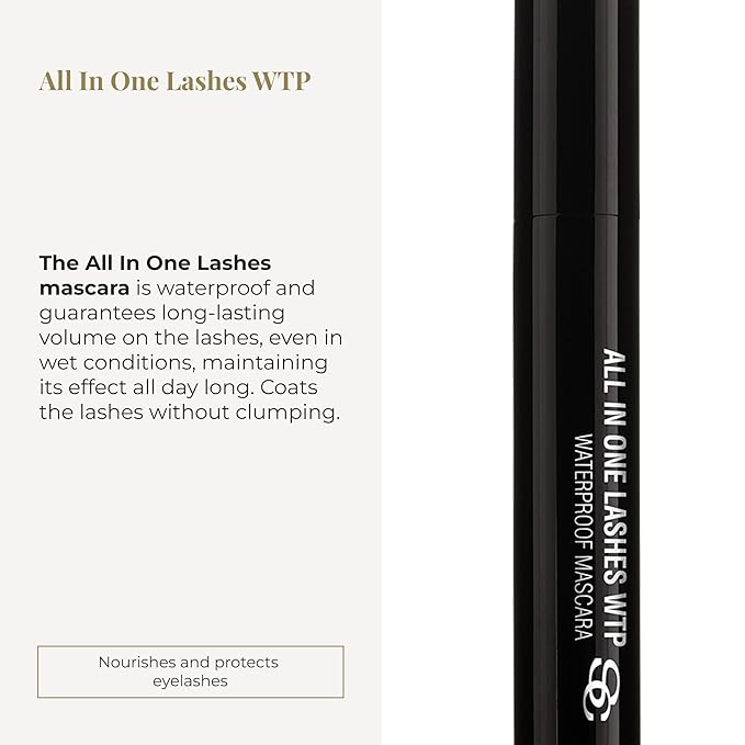 SALERM - Waterproof Mascara - All In One Lashes WTP - 9 ml - Waterproof - Adds Volume to Lashes - Long-Lasting - No Clumping - Black Color