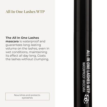 SALERM - Waterproof Mascara - All In One Lashes WTP - 9 ml - Waterproof - Adds Volume to Lashes - Long-Lasting - No Clumping - Black Color