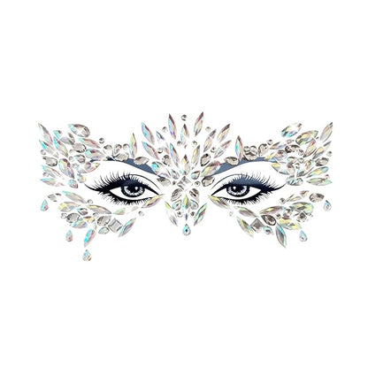 Neva Nude Chickadee Masquerade Clear Iridescent Face Crystal Sticker - Face Gems for Carnivals, Halloween, Festivals, Raves, & Parties | Medical Grade Adhesive, Waterproof, & Sweatproof | Made in USA