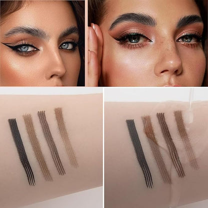 Magic Eyebrow Pencil Waterproof Microblading Eyebrow Pencil Contouring Pen, 4 Tip Microblade Eyebrow Pen Natural Brows Pen for Women (Dark Brown)