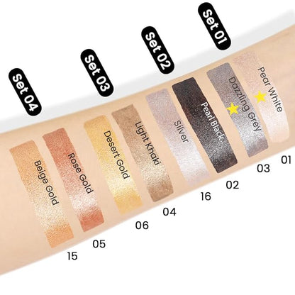 Kaely 2Pcs Cream Eyeshadow Stick Set for Eyes,Pearl White & Pearl Black Shimmer Pen,Eye Brightener Halloween Makeup,sombras para ojos,Smooth Eye Shadow Highlighter Crayon Pencil Waterproof,01+03