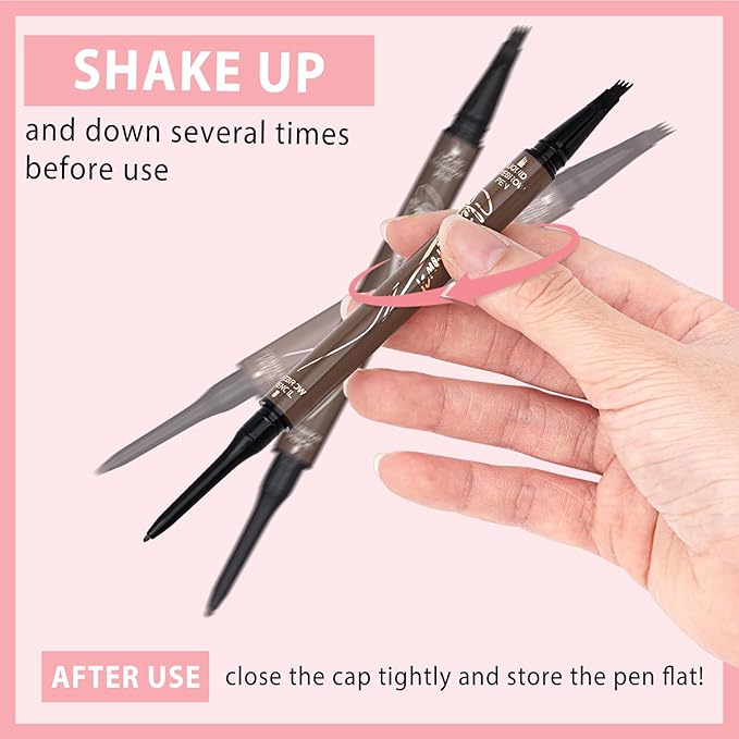 4 Tiped Microblading Eyebrow Pen 2 in 1 Waterproof Eyebrow Pencil Waterproof Eyebrow Kit Double Head Brown Eyebrows Eyebrow Microblading Pen natural Long-Lasting
