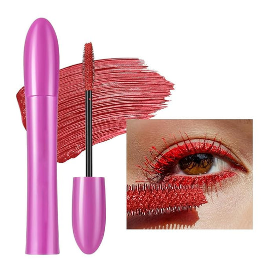 Colored Mascara, Waterproof Volume Lengthening Lashs Cream, 24 H Long Lasting No Flaking Smudge-Proof No Clumping for Making Color Thicker Curled Eyelash (03# Red, 0.18 OZ)