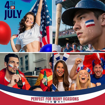 5PCS Red White Blue Face Paint Sticks,USA Flag colors Patriotic face body paint makeup for 4th of July Independence Day，sweefproof eye black stick for Baseball Game,Sports Fans