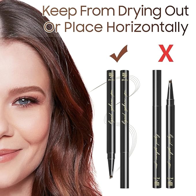 Eyebrow Pencil Microblading Eyebrow Pencil - Waterproof & Long - Lasting Eyebrow Pen for Beauty & Charming Eye Makeup With 4 Micro-Fork Tip | Stay on All Day | Vegan & Cruelty (Dark brown)