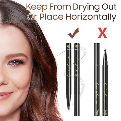 Eyebrow Pencil Microblading Eyebrow Pencil - Waterproof & Long - Lasting Eyebrow Pen for Beauty & Charming Eye Makeup With 4 Micro-Fork Tip | Stay on All Day | Vegan & Cruelty (Dark brown)
