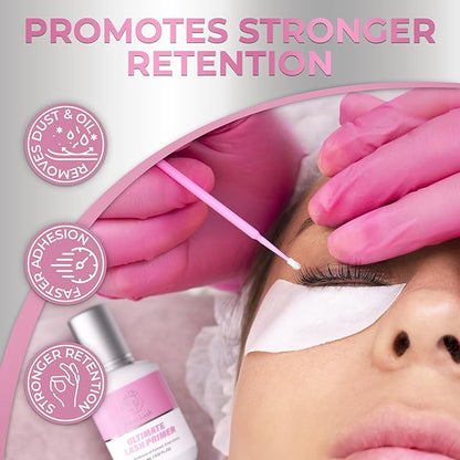 Eyelash Extension Primer/Up To 35% Longer Glue Retention Liore Lash/Pretreatment for Individual Semi Permanent Lash Extensions Glue Supplies Cleanser/Protein Oil Remover/Increase Adhesive Bond Power