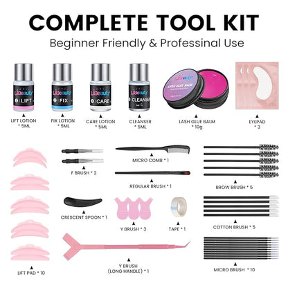 Libeauty Lash Lift Kit with Lash Glue Balm, 2-in-1 Eyelash Perm Kit, 4-6 Weeks Eyelash Lift & Eyebrow Lamination, Complete Tools for Beginners & Professionals