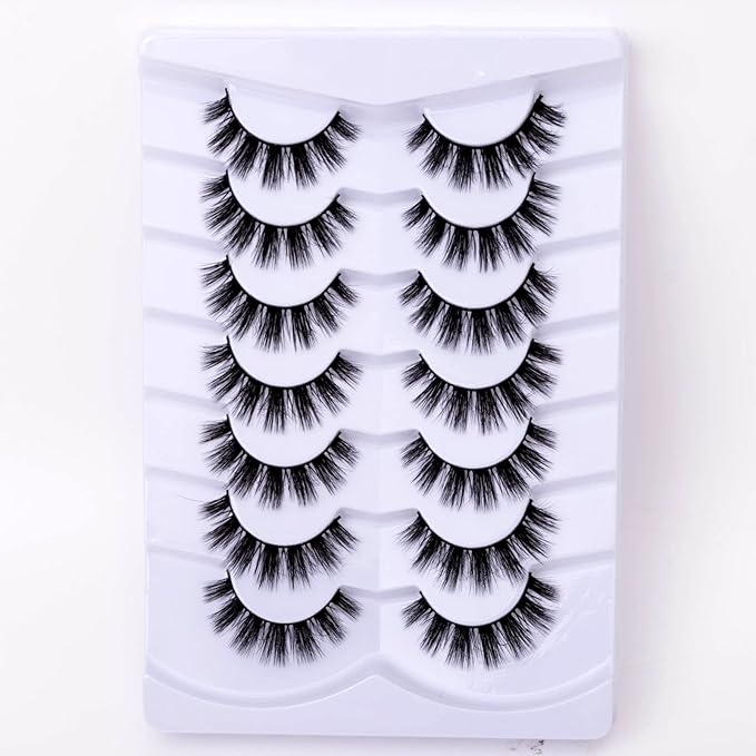 Cat Eye Natural Lashes Wispy False Eyelashes Short Fluffy Fake Lashes - 7 Pairs, ZG81