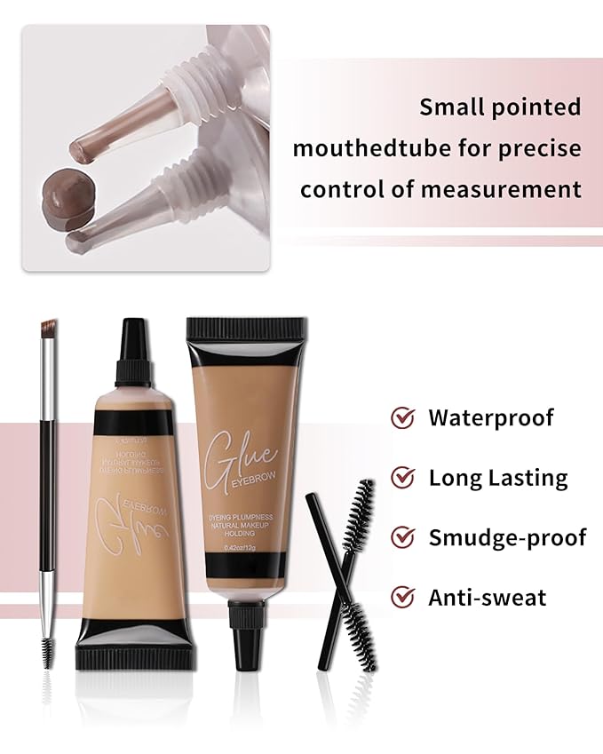 Waterproof Eyebrow Gel Light Brown,Sweat-Proof Longwear Strong Hold Tinted Brow Gel, Vegan,Cruelty-Free, Brow Glue Mascara for Eyebrows with Eyebrow Brush, Enhance Eye Brows Filler Makeup for Women-03