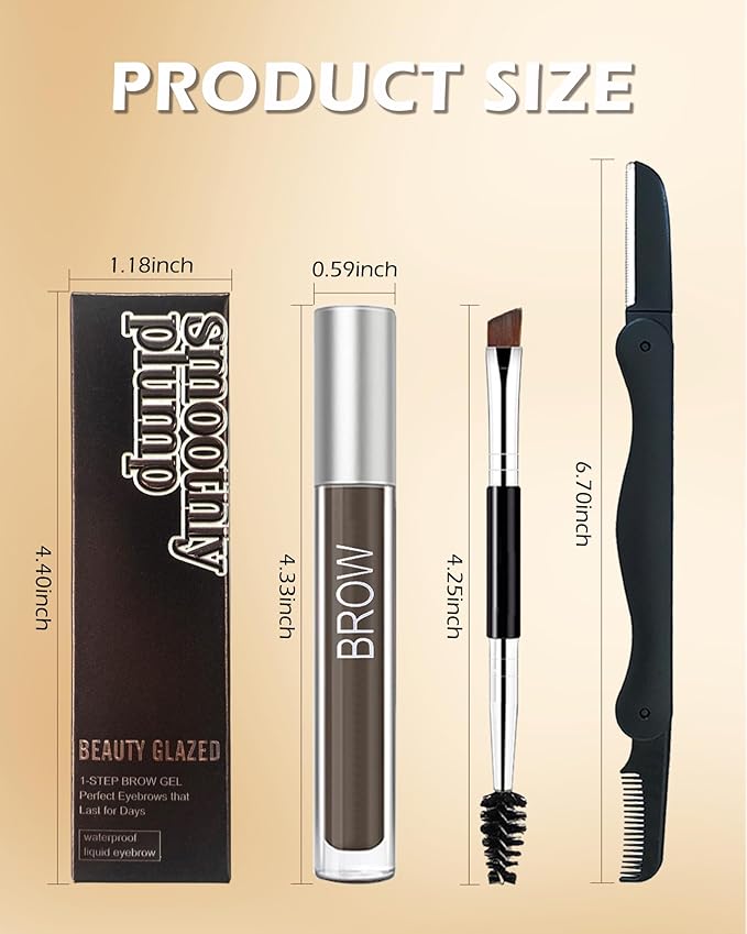 Waterproof Tinted Brow Gel- Blonde Tinted Thickening Eyebrow Gel, Brow Fast Sculpt Volumizing Eyebrow Glue, Long-Lasting Transfer-Proof Eyebrow Mascara Makeup, with Brow Razor & Brush (0.106 Oz)-03#